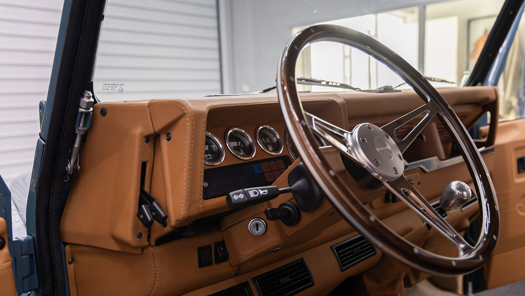 Thanos Designs Land Rover Defender Steering Wheel Close Up