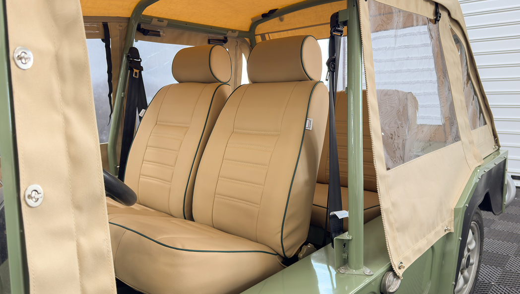 Thanos Designs Mini Moke Outside Side View Opened Soft Top