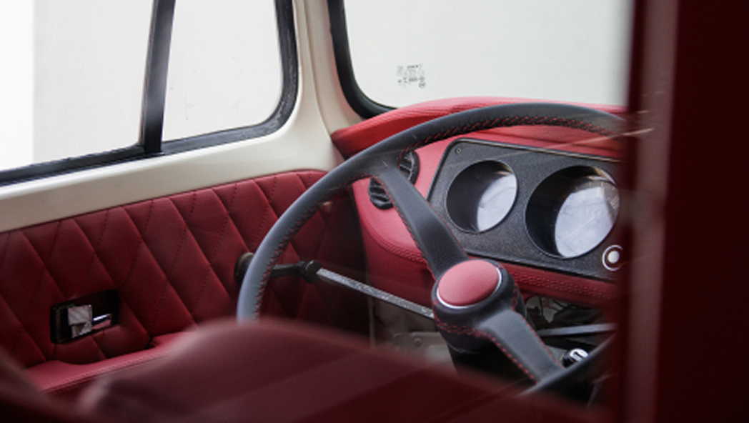 Thanos Designs VW T2 Front Seat Steering Wheel View