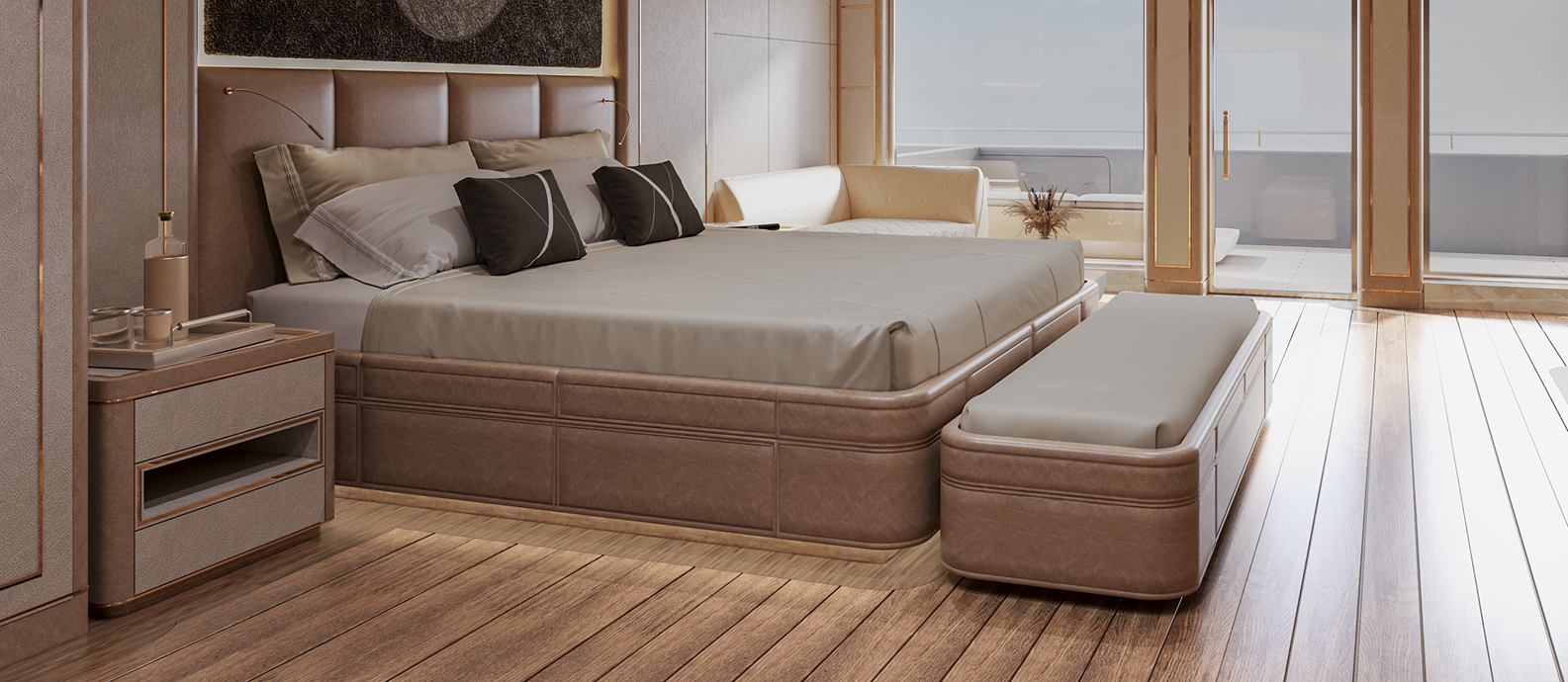 Thanos Designs Private Yacht Inside Bedroom General View